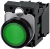 Imagem de Botão de pressão, iluminado, 22mm, redondo, plástico, verde, 1NA, 230V CA