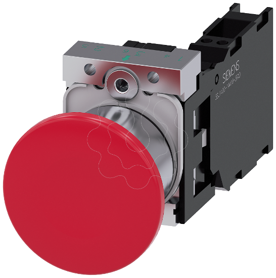 Imagem de Botão cogumelo, 22mm, redondo, metal, brilhante, vermelho, 1NA+1NF