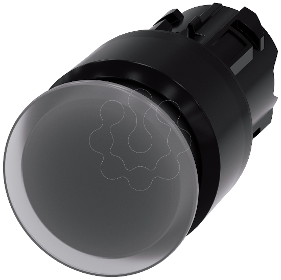 Imagem de Botão cogumelo, iluminado, 22mm, redondo plástico, transparente, 30mm