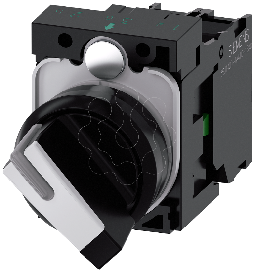 Imagem de Interruptor com manípulo, iluminável, 22 mm, redondo, branco, curto, 2 posições