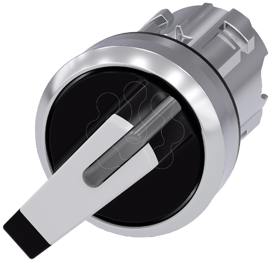 Imagem de Interruptor com manípulo iluminável, 22mm, redondo, metal, branco, manípulo curto