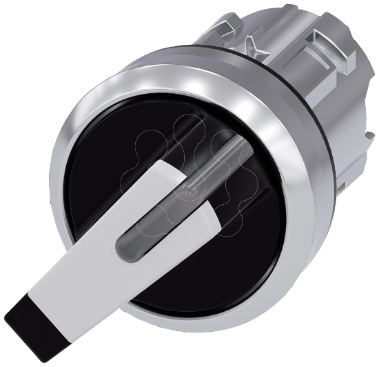 Imagem de Interruptor com manípulo iluminável, 22mm, redondo, metal, branco, manípulo curto