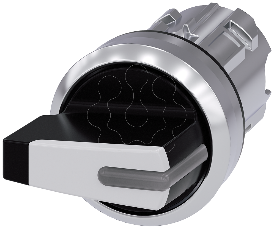 Imagem de Interruptor com manípulo iluminável, 22mm, redondo, metal, branco, manípulo curto