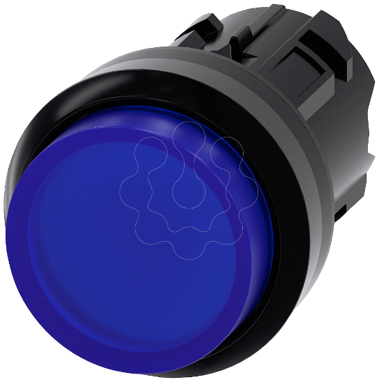 Imagem de Botão de pressão iluminado, 22mm, redondo, plástico, azul, botão de comando