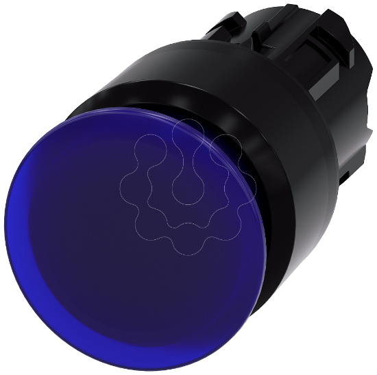 Imagem de Botão cogumelo, iluminado, 22mm, redondo, plástico, azul, 30mm