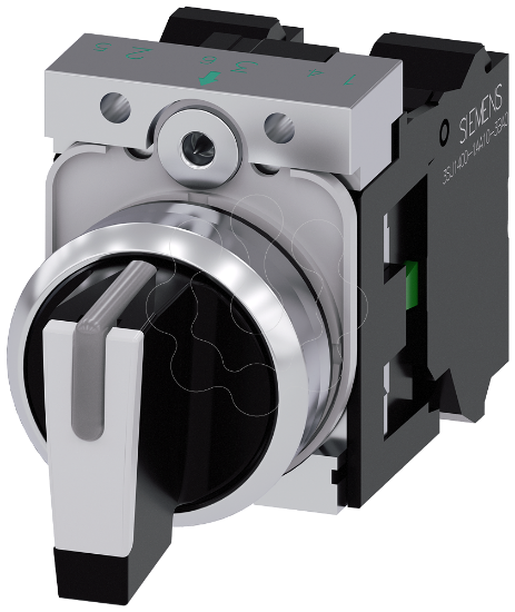 Imagem de Interruptor com manípulo, iluminável, 22mm, redondo, metal, branco, 1NA, 1NA