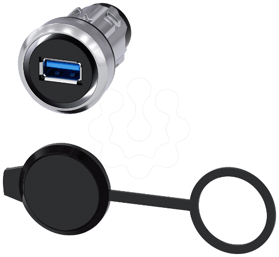 Imagem de Conexão USB, 22mm, metal de alto brilho, prateado