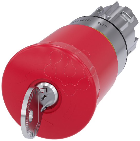 Imagem de Botão cogumelo paragem emergência, 22 mm, redondo, metal, vermelho, 40 mm, com fechadura Siemens, B