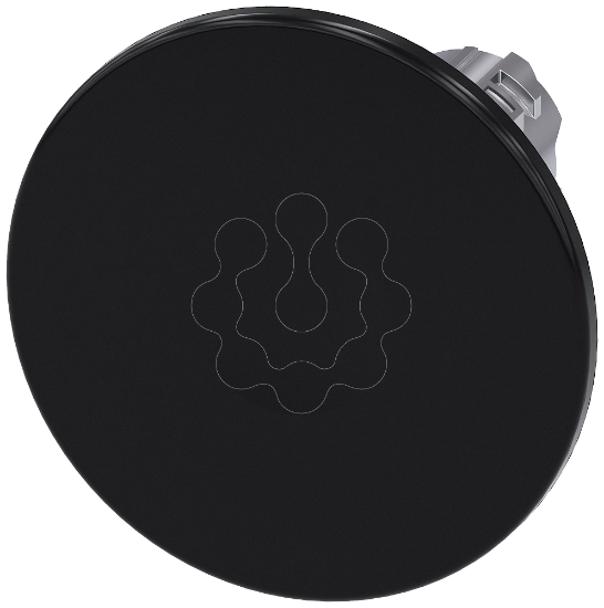 Imagem de Botão cogumelo, 22mm, redondo, metal, brilhante, preto, 60mm