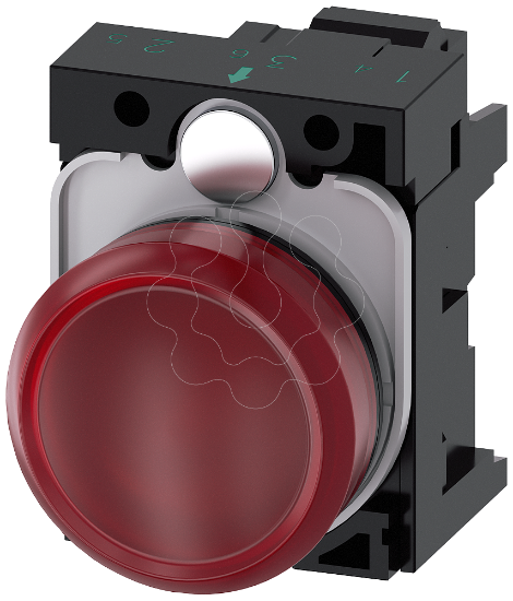 Imagem de Sinalizador luminoso, 22mm, redondo plástico, vermelho, lente, plano, 24V CA/CC