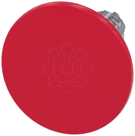 Imagem de Botão cogumelo, 22mm, redondo, metal, brilhante, vermelho, 60mm