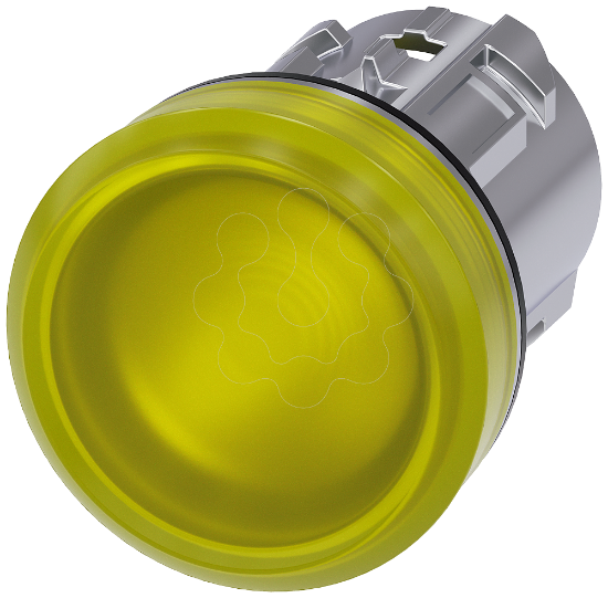 Imagem de Sinalizador luminoso, 22mm, redondo, metal, alto brilho, amarelo, plano