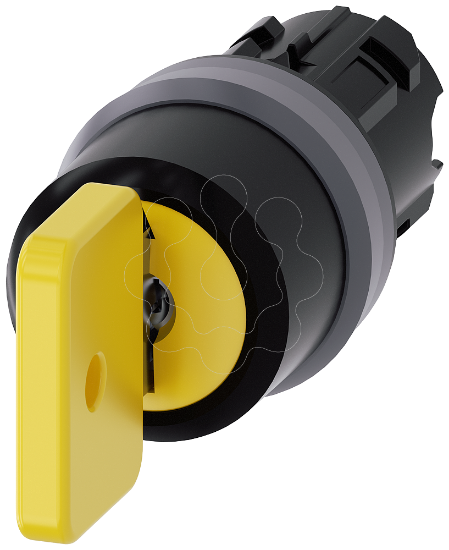 Imagem de Interruptor de chave O.M.R 22mm, redondo, anel frontal de metal, amarelo