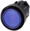 Imagem de Botão de pressão iluminado, 22mm, redondo, plástico, azul, botão de comando