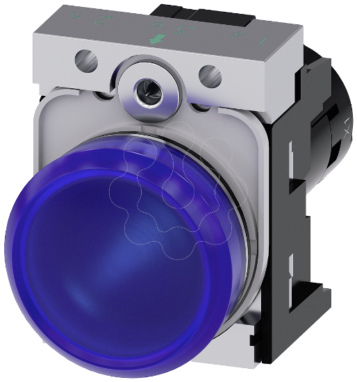 Imagem de Sinalizador luminoso, compacto, 22 mm, redondo, metal, azul, plano, CA/24 V CC