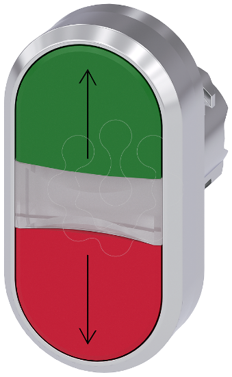 Imagem de Botão de pressão duplo iluminado, 22 mm, redondo, metal, vermelho: Seta para cima, verde: Seta para baixo