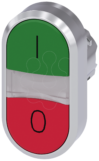 Imagem de Botão de pressão duplo iluminado, 22mm, redondo, metal, verde: I, vermelho: O