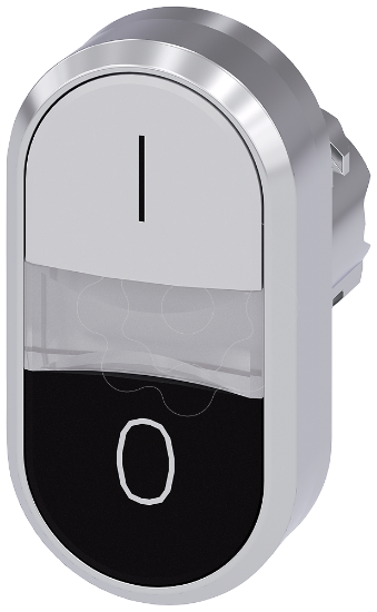 Imagem de Botão de pressão duplo iluminado, 22 mm, redondo, metal, branco: I, preto: O