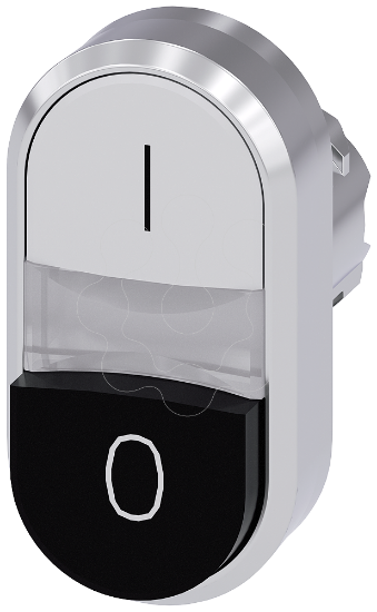 Imagem de Botão de pressão duplo iluminado, 22mm, redondo, metal, branco: I, preto: O