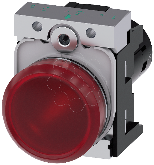 Imagem de Sinalizador luminoso, compacto, 22 mm, redondo, metal, vermelho, plano, CA 110V