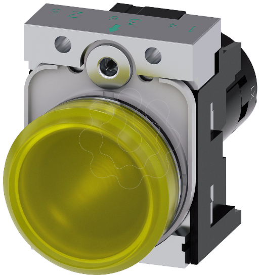 Imagem de Sinalizador luminoso, compacto, 22 mm, redondo, metal, amarelo, CA 110V