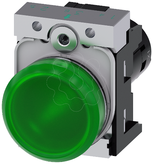 Imagem de Sinalizador luminoso, compacto, 22 mm, redondo, metal, verde, CA 110V