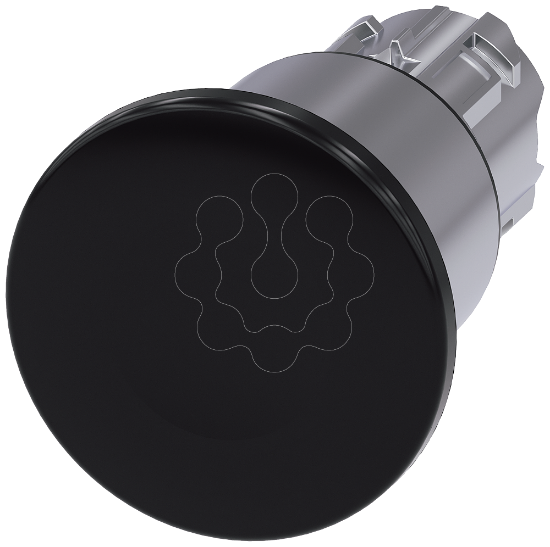 Imagem de Botão cogumelo, 22mm, redondo, metal, brilhante, preto