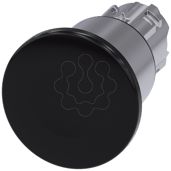 Imagem de Botão cogumelo, 22mm, redondo, metal, brilhante, preto