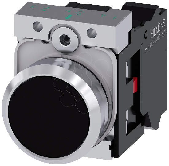 Imagem de Botão de pressão, 22mm, redondo, metal, alto brilho, preto, 1NF