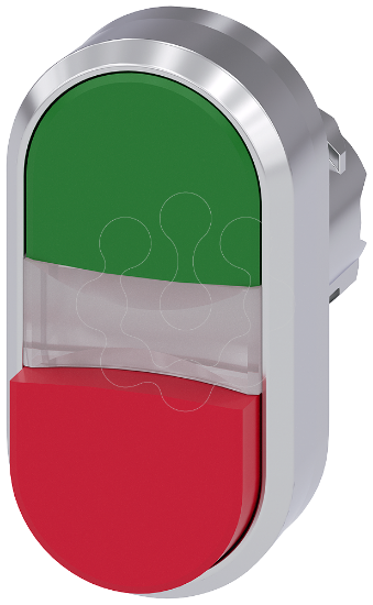Imagem de Botão de pressão duplo iluminado, 22mm, redondo, metal, alto brilho, verde, vermelho