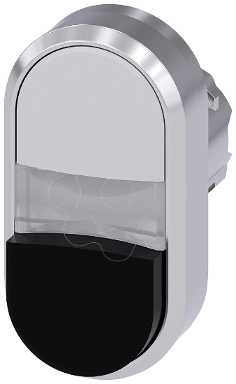 Imagem de Botão de pressão duplo iluminado, 22mm, redondo, metal, alto brilho, branco, preto