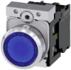 Imagem de Botão de pressão iluminado, 22mm, redondo, metal, alto brilho, azul, 1NA