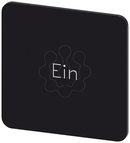 Imagem de Placa de identificação 27x27mm, placa preto, inscrição: Ligado