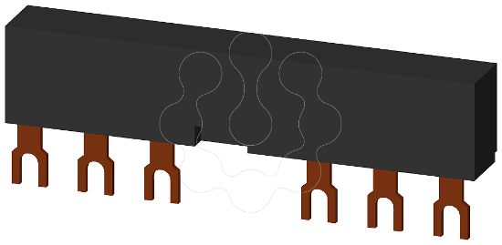 Imagem de Barramento trifásico 63mm para 2 interruptores, conexões em forma de garfo