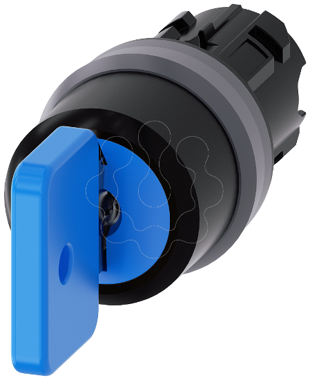 Imagem de Interruptor de chave O.M.R 22mm, redondo, anel frontal de metal, azul