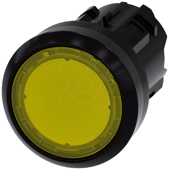 Imagem de Botão de pressão iluminado, 22 mm, redondo, plástico, amarelo, plano