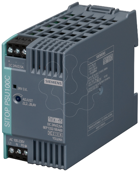 Imagem de Alimentação de corrente SITOP PSU100C, monofásica 24 V CC/2,5 A