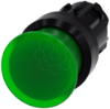 Imagem de Botão cogumelo, iluminado, 22mm, redondo, plástico, verde, 30mm