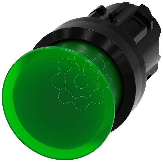 Imagem de Botão cogumelo iluminado, 22 mm, redondo, plástico, verde, 30 mm, tecla com retorno