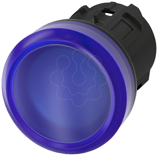 Imagem de Indicador luminoso, 22mm, redondo plástico, azul, lente, plano