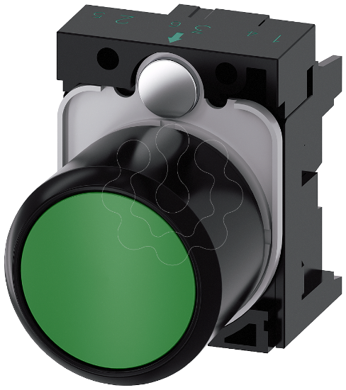 Imagem de Botão de pressão com extensão 12 mm, 22mm, redondo, plástico, verde