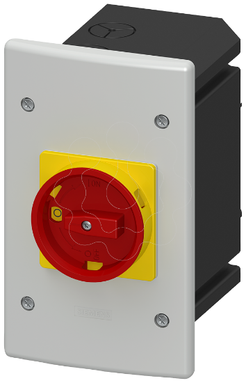 Imagem de Caixa montagem em material isolante com acionamento giratório de parada de emergência