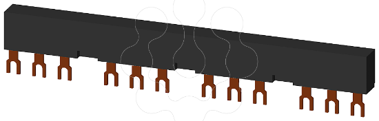 Imagem de Barramento trifásico 55mm para 4 interruptores, conexões em forma de garfo