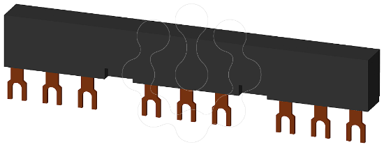 Imagem de Barramento trifásico 55mm para 3 interruptores, conexões em forma de garfo