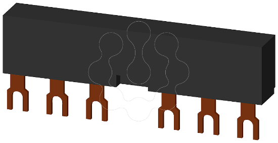Imagem de Barramento trifásico 55mm para 2 interruptores, conexões em forma de garfo