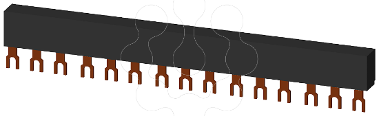 Imagem de Barramento trifásico 45mm para 5 interruptores, conexões em forma de garfo