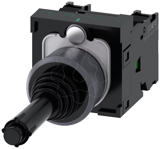 Imagem de Controlador Joystick, 22 mm, redondo, anel frontal metálico, preto, 2 posições, horizontal