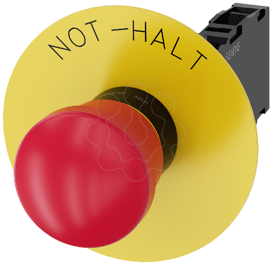 Imagem de Botão cogumelo paragem emergência, 22mm, redondo, plástico, vermelho, 1NA+1NF