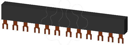 Imagem de Barramento trifásico 45mm para 4 interruptores, conexões em forma de garfo