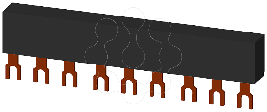Imagem de Barramento trifásico 45mm para 3 interruptores, conexões em forma de garfo